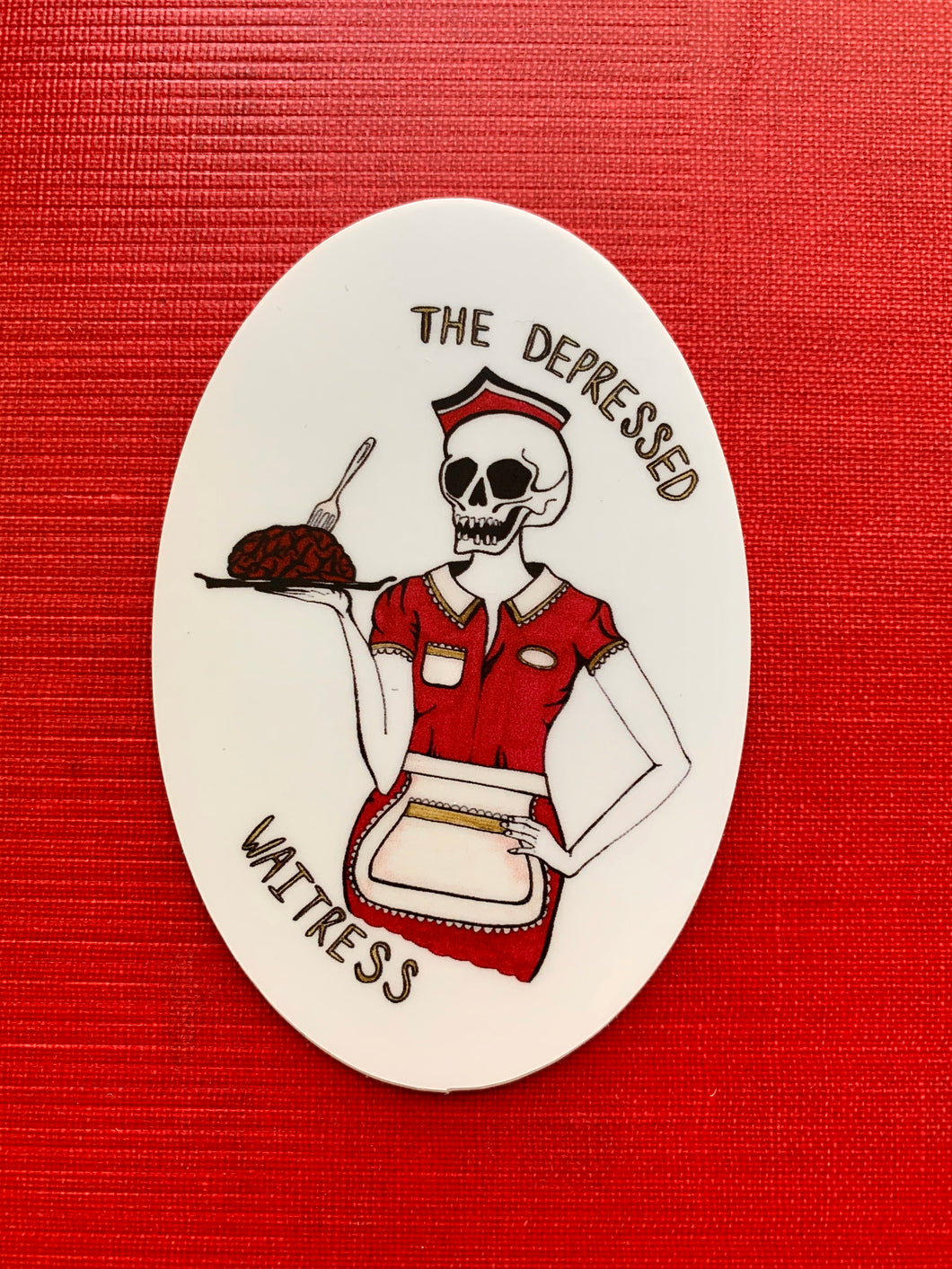 Depressed Waitress Sticker